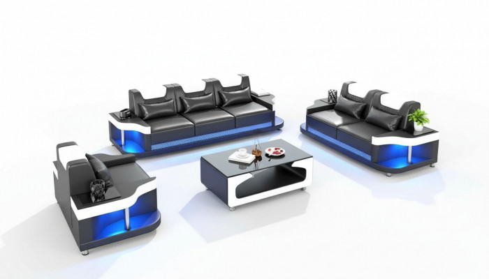 Sofaset 3+2+1-zitsset Design Bank Beklede banken Woonkamerset Leer