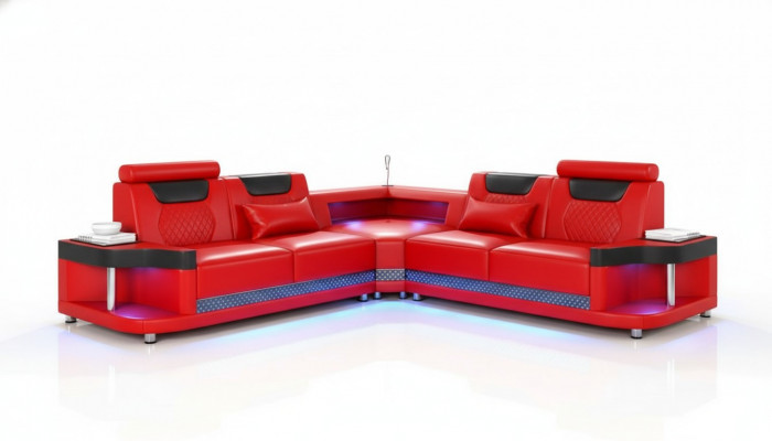 Ontwerp Esk hoekbank L-vorm Moderne banken Leren bank Bankstel Nieuwe_woonkamer_bank