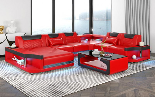 Hoekbank U-vorm + salontafel Moderne gestoffeerde woonkamermeubelen Hoekbank Designbank