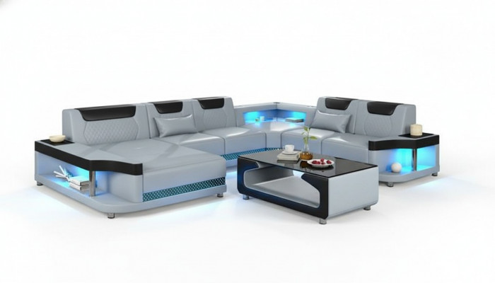 Hoekbank U-vorm + salontafel Moderne gestoffeerde woonkamermeubelen Hoekbank Designbank