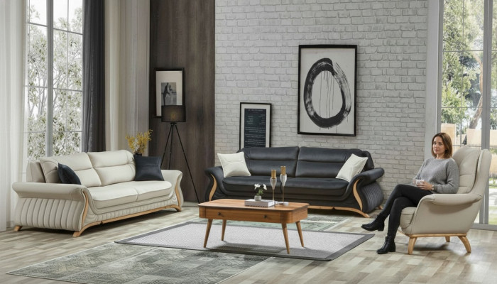 Ontwerp bankstel gestoffeerde bank fauteuil set garnituur 3+3+1 3-delige Set