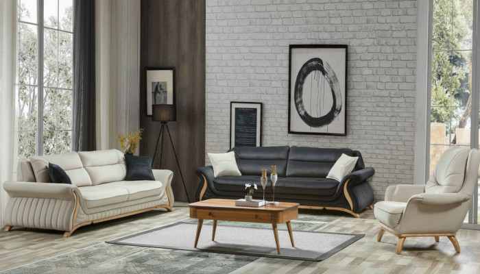 Ontwerp bankstel gestoffeerde bank fauteuil set garnituur 3+3+1 3-delige Set