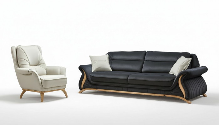 Ontwerp Bankstel 3+1 Zits Fauteuil Bank Bekleding Luxe Klassieke Kunstleren Bankstellen