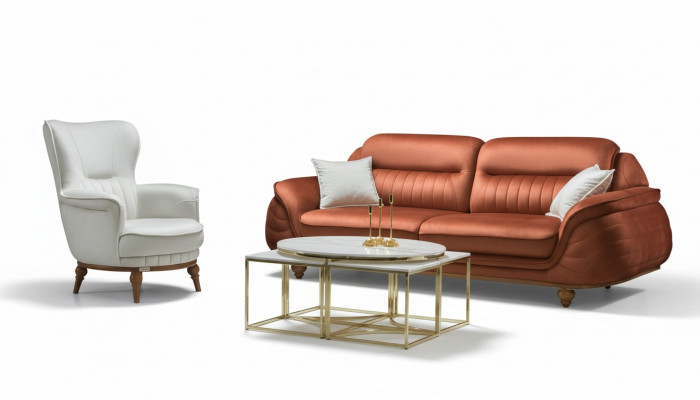 Sofa 3 zits + fauteuil Woonkamerbank Bankstellen Fauteuil Stoffen meubels Luxe