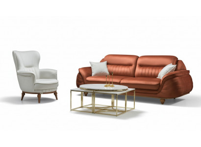 Sofa 3 zits + fauteuil Woonkamerbank Bankstellen Fauteuil Stoffen meubels Luxe