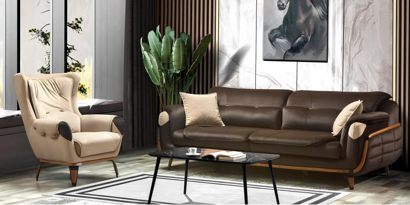 Fauteuil Stoel Klassiek Tv Woonkamer Bekleding Eenzitter Stof Beige