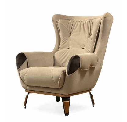 Fauteuil Stoel Klassiek Tv Woonkamer Bekleding Eenzitter Stof Beige