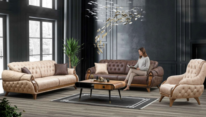 Bank 3-zits banken leder driezits gestoffeerd ontwerp woonkamer meubels
