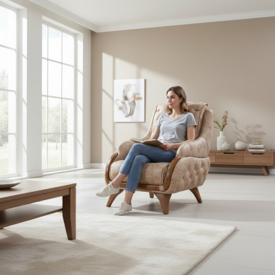 Fauteuil zitplaats klassiek design woonkamer gestoffeerde eenzitter leren stijl