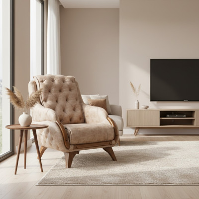 Fauteuil zitplaats klassiek design woonkamer gestoffeerde eenzitter leren stijl