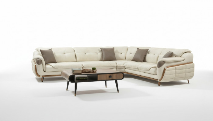 Hoekbank L-vorm textiel luxe bank woonlandschap gestoffeerde bank bankstellen
