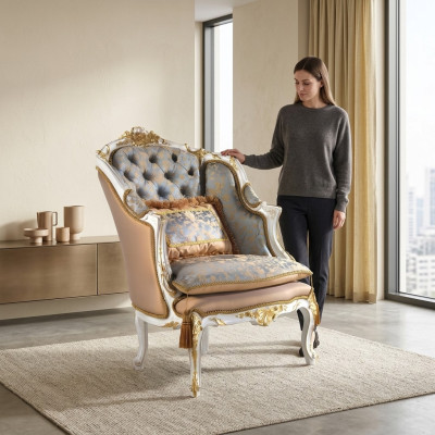 Zetel Bibliotheek Leesstoel Oorfauteuil Bank Bekleding Italiaanse meubels Luxe