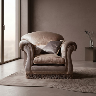 Luxe fauteuil gestoffeerde troon massief hout Italiaanse meubels eenpersoons landelijke stijl
