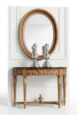 Hout Italiaanse meubels 2-delige set meubels in barokstijl, console tafel met spiegel Nieuw.