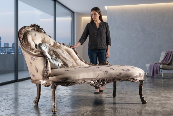 Chaiselongue Luxe Ligstoel Woonkamer Chaiselounge Ligbed Relaxbank Massief Hout Nieuw