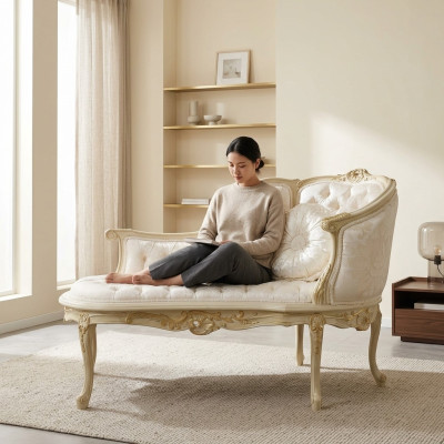 Lounge Chesterfield Sofa Ligstoel Bekleding Ligstoelen Chaise longues Club Wit Barok Nieuw