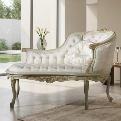 Lounge Chesterfield Sofa Ligstoel Bekleding Ligstoelen Chaise longues Club Wit Barok Nieuw