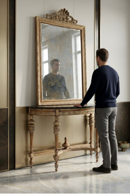 Meubelstijl barok console tafel spiegel hout Italiaanse tafels consoles 2-delig.