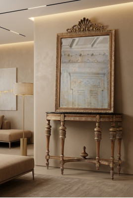 Meubelstijl barok console tafel spiegel hout Italiaanse tafels consoles 2-delig.
