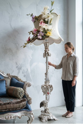 Staande lamp luxe echt houten lamp vloerlamp licht lampen vogel.