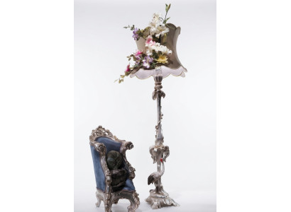 Staande lamp luxe echt houten lamp vloerlamp licht lampen vogel.