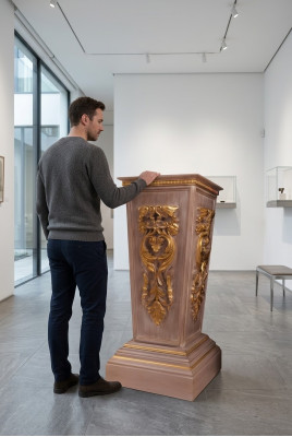 Klassieke vaas met een chic bruine kleur past bij het terras van de woonkamer.