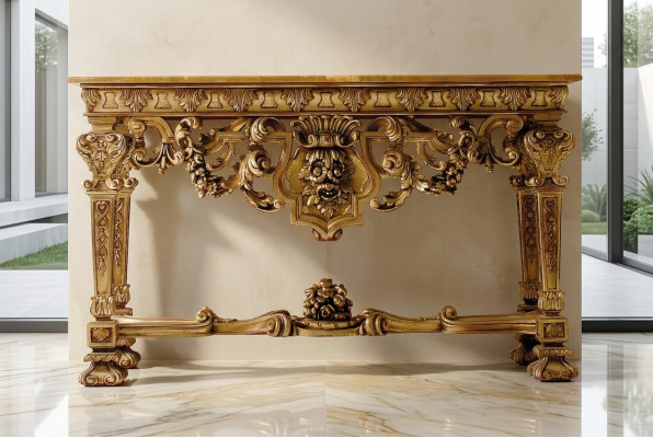 Console tafel meubels hout console Italiaanse inrichting massief houten ladekast nieuw