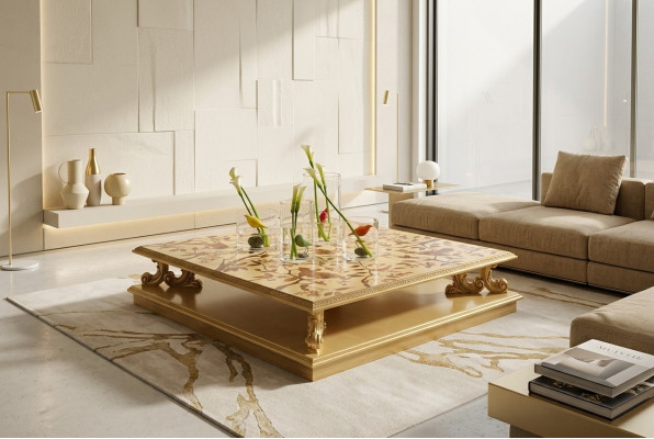 Salontafel Tafel Bijzettafel Woonkamertafel Hout Royal Bijzettafel Barok klassiek