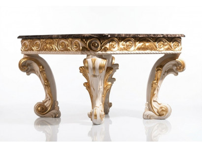 Salontafel met marmeren ronde tafel, antieke bijzettafel, barok en rococo, Italiaans.