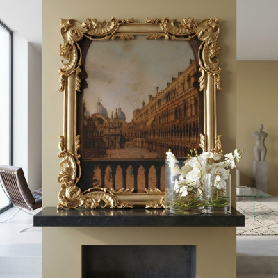 Spiegel met gesneden lijst in goud Barok Rococo Italiaanse wandspiegel Nieuw