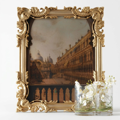 Spiegel met gesneden lijst in goud Barok Rococo Italiaanse wandspiegel Nieuw