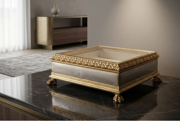 Luxe salontafel glazen tafel massief houten meubels woonkamer tafels salontafels Italië.