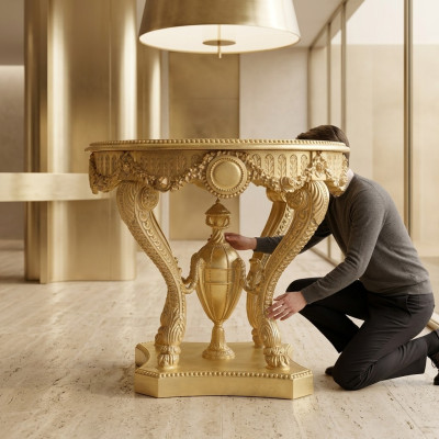 Salontafel Bijzettafel Hout Woonkamer Tafel Meubels uit Italië Vintage Goud