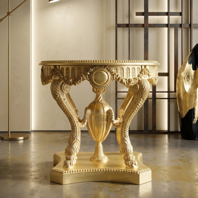 Salontafel Bijzettafel Hout Woonkamer Tafel Meubels uit Italië Vintage Goud