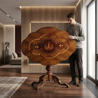 Eettafel Ronde Tafel Opklapbaar Massief Hout Tafels Italiaanse Meubels Eetkamer Nieuw