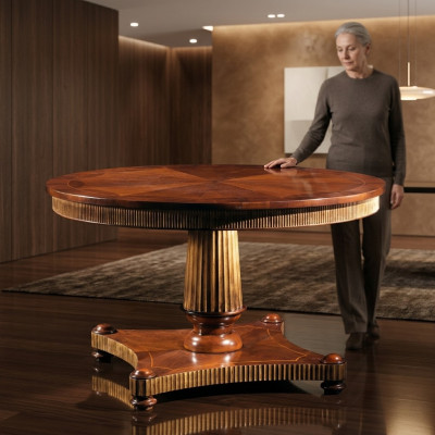 Ronde eettafel van massief hout Eettafels Eetkamermeubelen Klassieke houten eettafels