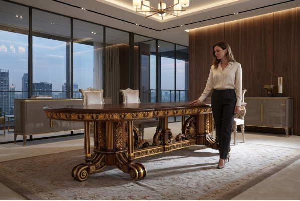 Eettafel Eetkamerblad Gouden Woonkamer Houten Klassieke Tafel Italië Meubels