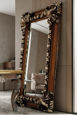 Klassieke designspiegel Italiaanse wandspiegel Houten staande wandspiegel Nieuw