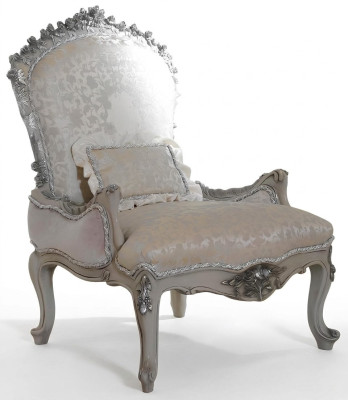 Luxe fauteuil gestoffeerde troon barok rococo echt hout Italiaanse meubels éénzits
