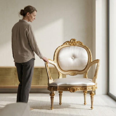 Eetkamerstoel Fauteuil Bekleding Meubel Klassieke Italiaanse Inrichting Troon Nieuw