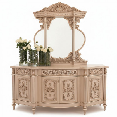 Commode dressoir commodes spiegel set echte houten Italiaanse meubels antieke stijl