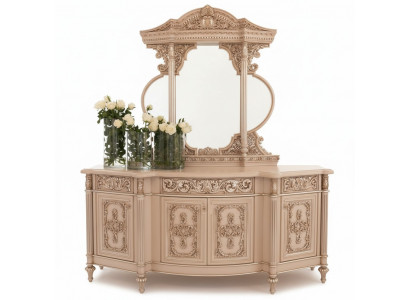 Commode dressoir commodes spiegel set echte houten Italiaanse meubels antieke stijl