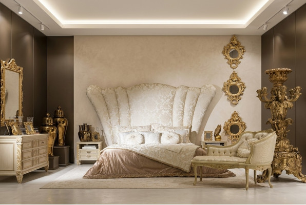 Chesterfield Groot Bed Hoofdeinde Bedstoffering Hotelbed Kleur Wit Klassiek