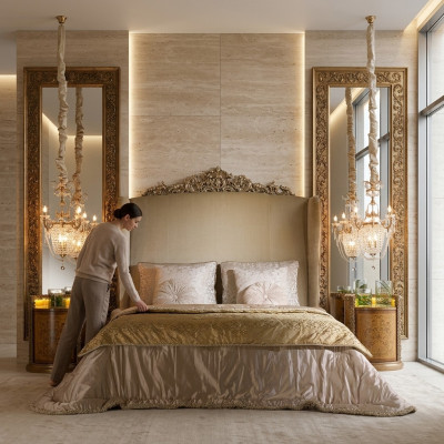 Chesterfield Groot Bed Hoofdeinde Bedden Barok Rococo Koninklijke Stijl Meubels
