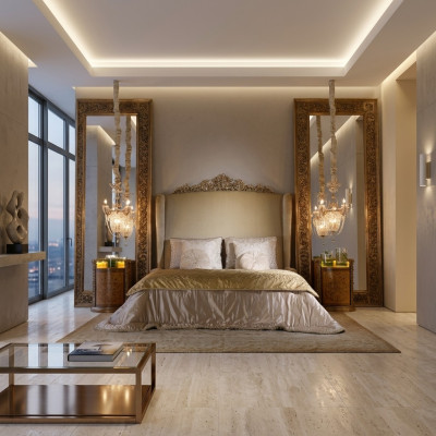 Chesterfield Groot Bed Hoofdeinde Bedden Barok Rococo Koninklijke Stijl Meubels