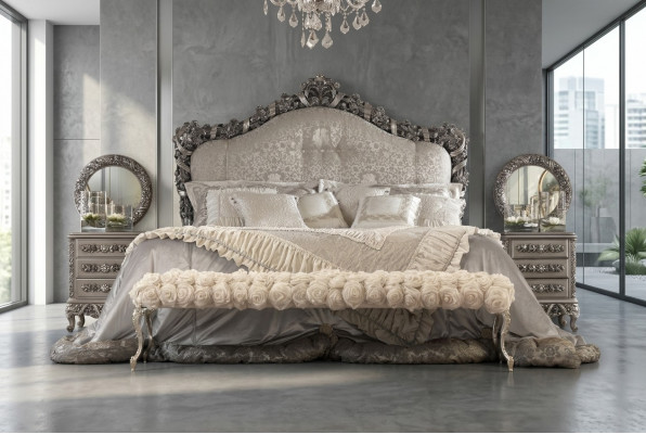 Chesterfield bed Dubbele bedden Leder Antieke stijl Luxe Italiaanse meubels Nieuw