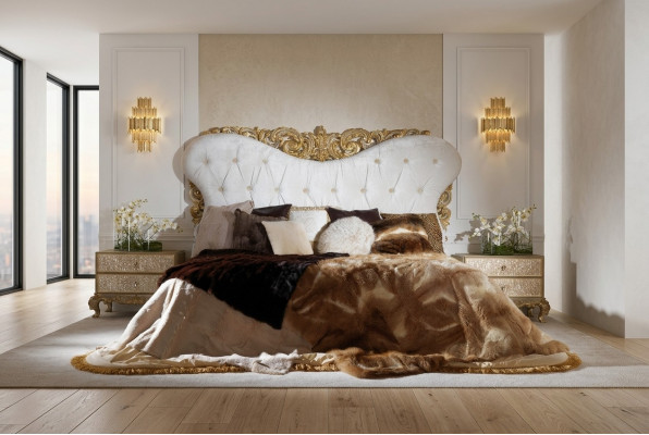 Chesterfield bed hoofdeinde bedden gestoffeerd hotel meubilair inrichting Italiaans.