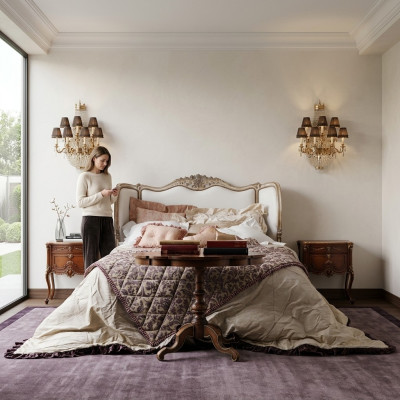 Klassiek bed tweepersoonsbed Chesterfield luxe meubels Italiaanse inrichting