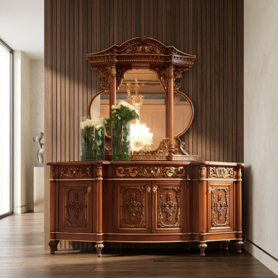 Laden Dressoir Spiegel Set Echt Hout Italiaanse Meubelen Antieke Stijl Laden