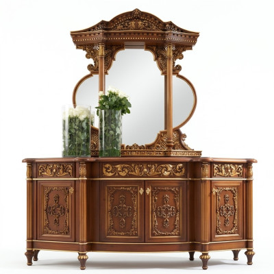 Laden Dressoir Spiegel Set Echt Hout Italiaanse Meubelen Antieke Stijl Laden